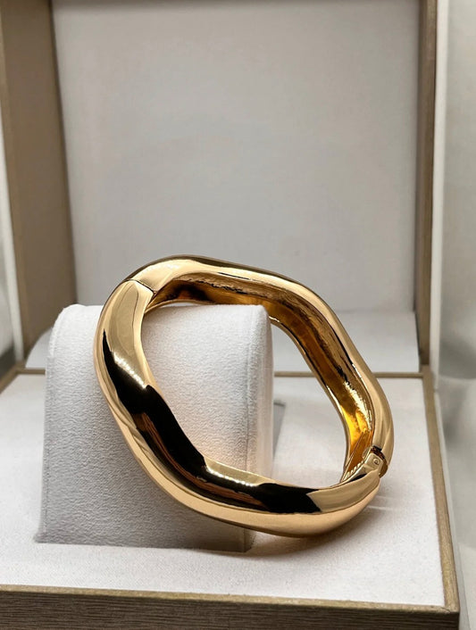 Kalın Dalgalı Gold Bileklik