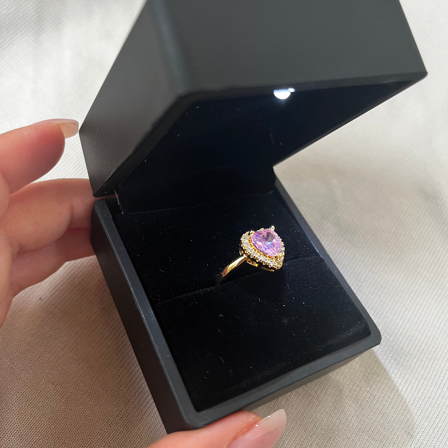 ASC Pembe Taşlı Gold Ayarlanabilir Ciddi İlişki Yüzüğü