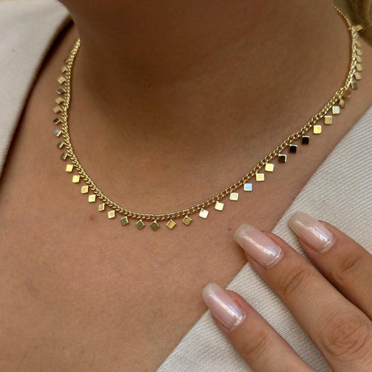 Kare Pull 14K Kuyumcu Zincir Kolye