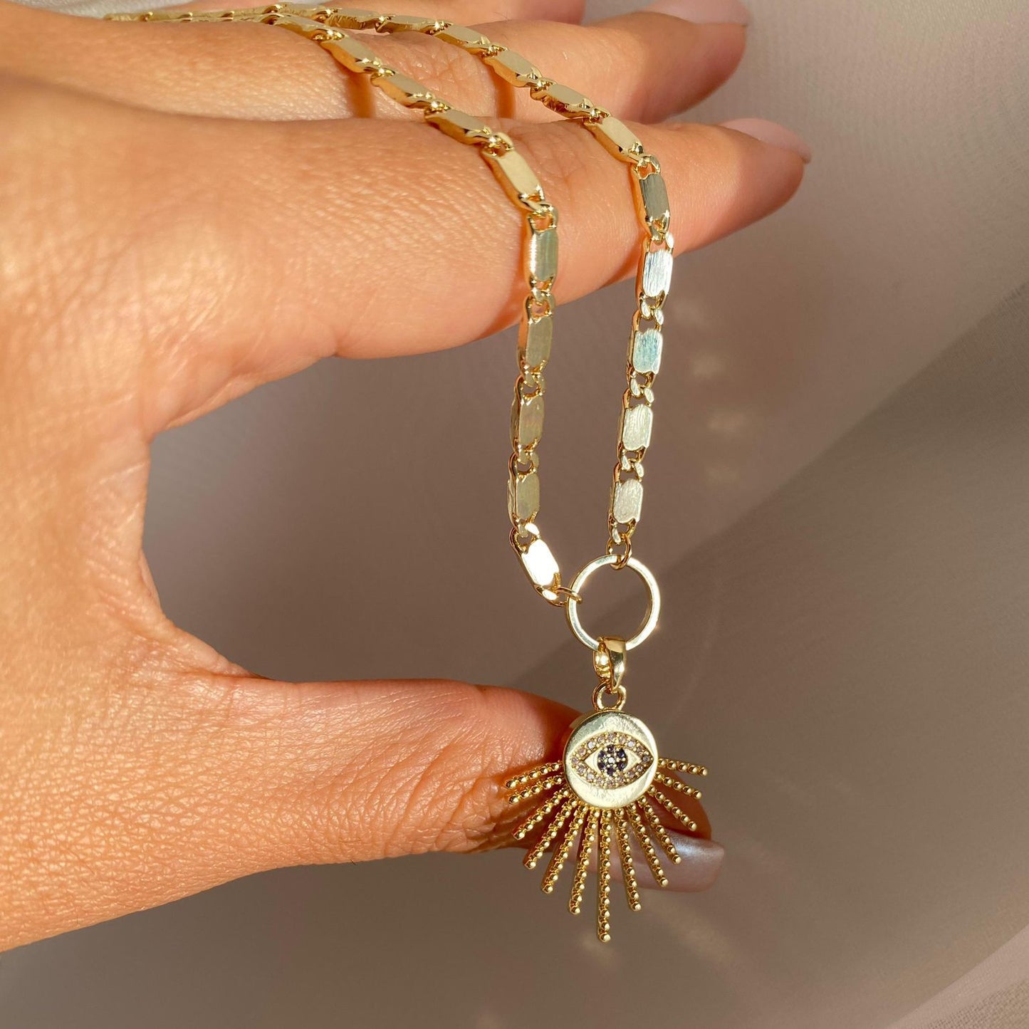 Gold Renk Parlak Kesme Panzer Zincir Kolye