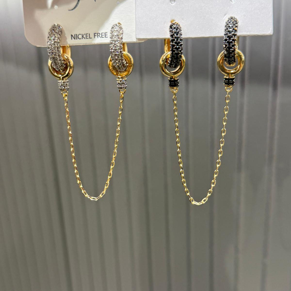 İkili Marka Model Taşlı Halka Küpe,