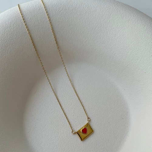 Asc Kalpli Mektup Gold Kolye