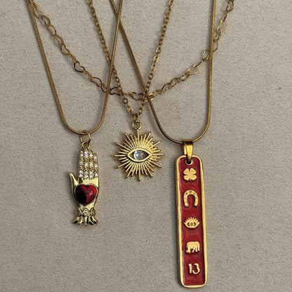 ASC Kırmızı Gold Çelik Şans Kolye