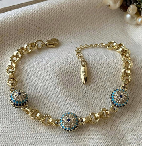 Nazar Boncuklu Üç Toplu Bileklik