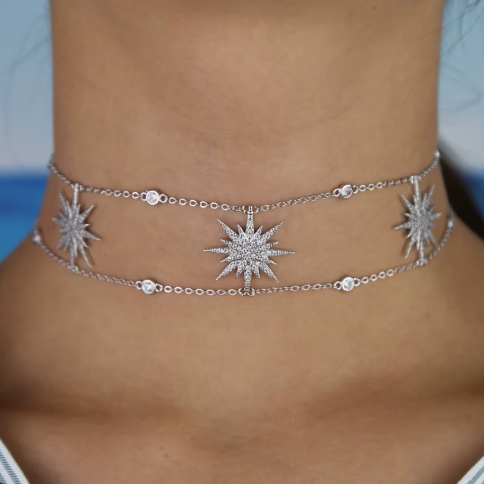 Kuzey Yıldızlı Çift Zincir Kolye & Chokers