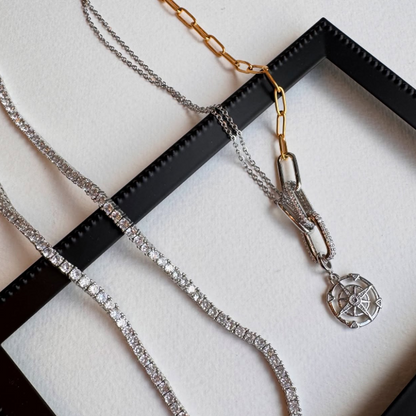 Gold Silver Mix Denizci Dümeni Kolye