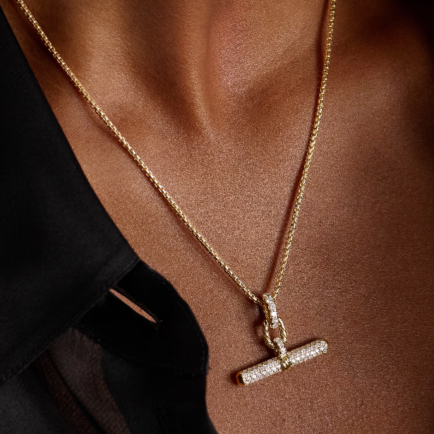 Gold Taşlı T Kolye