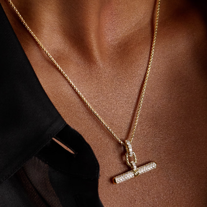 Gold Taşlı T Kolye