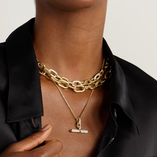 Gold Taşlı T Kolye