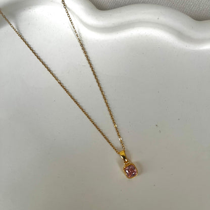 ASC Zarif Pembe Taşlı Gold Kolye
