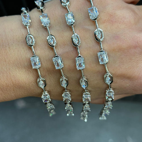 Baget ve Oval Taşlı Silver Bileklik