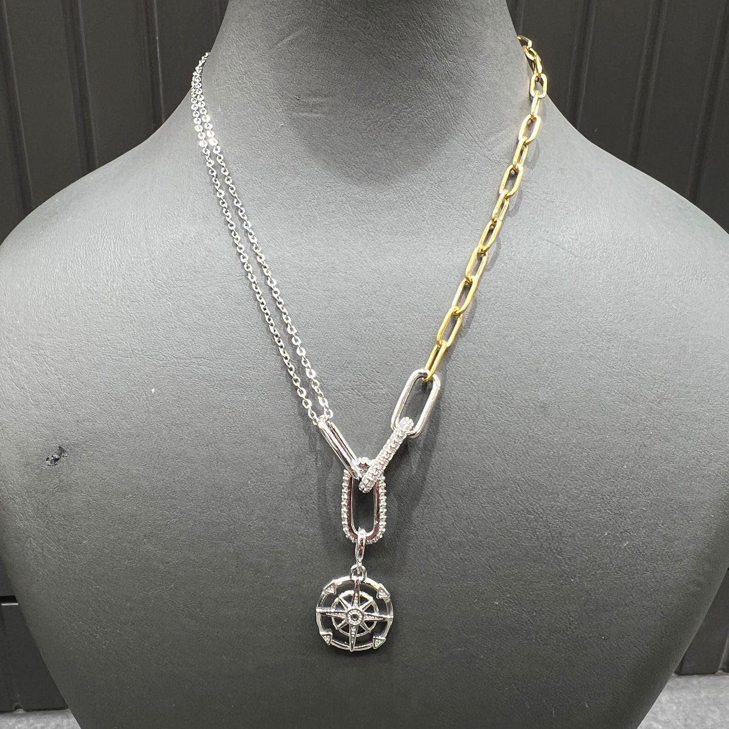 Gold Silver Mix Denizci Dümeni Kolye