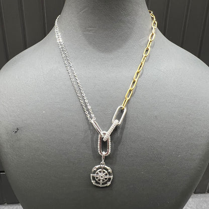 Gold Silver Mix Denizci Dümeni Kolye