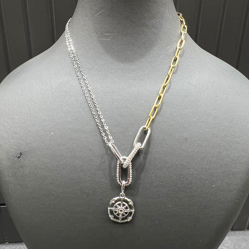 Gold Silver Mix Denizci Dümeni Kolye