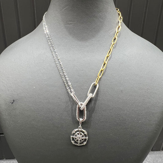 Gold Silver Mix Denizci Dümeni Kolye