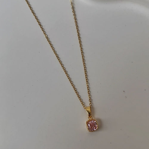 ASC Zarif Pembe Taşlı Gold Kolye