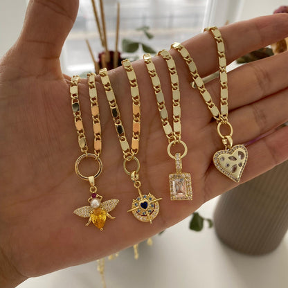 Gold Renk Parlak Kesme Panzer Zincir Kolye