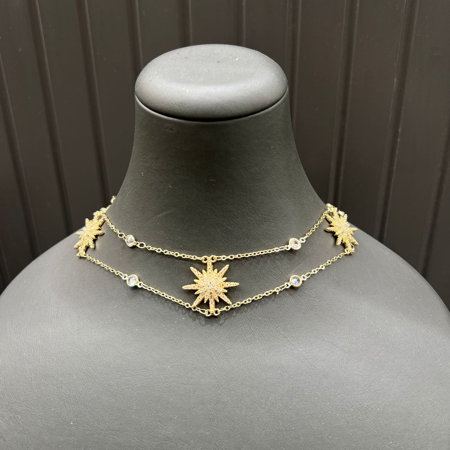 Kuzey Yıldızlı Çift Zincir Kolye & Chokers