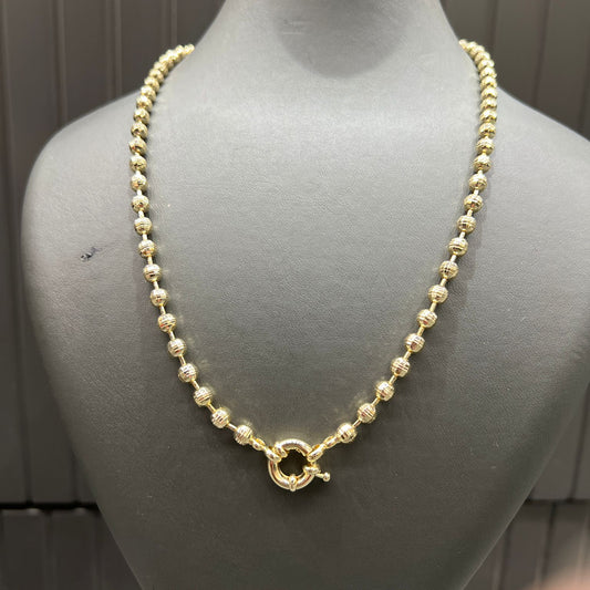 Gold Gemici Düğümü Detaylı Boncuk Kolye