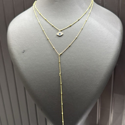 Taşlı Göz Tasarımlı Y Kolye