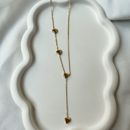 ASC Çelik Gold 4lü Kalpli Y Kolye