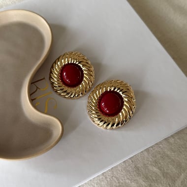 Gold Kenarları Burgu Vintage Küpe