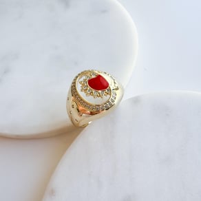 Çelik Kalp Figürlü Şeffaf Yüzük