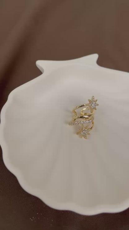 ASC Gold Yıldız Figürlü Taşlı Kıkırdak Küpe (Adet)