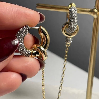 İkili Marka Model Taşlı Halka Küpe,